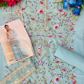 Elegant Sky Blue Georgette Embroidered Sharara Suit Designer Net Dupatta Wedding