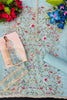 Elegant Sky Blue Georgette Embroidered Sharara Suit Designer Net Dupatta Wedding