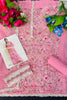 Beautiful Pink Georgette Embroidered Sharara Suit Designer Net Dupatta Wedding