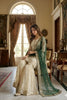 Elegant Off White Fendy Silk Embroidered Sharara Suit Green Net Dupatta