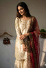 Elegant Off White Fendy Silk Embroidered Sharara Suit Wine Net Dupatta