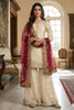 Elegant Off White Fendy Silk Embroidered Sharara Suit Wine Net Dupatta