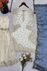 Elegant Off White Fendy Silk Embroidered Sharara Suit Navy Blue Net Dupatta