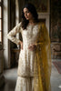 Elegant Off White Fendy Silk Embroidered Sharara Suit Yellow Net Dupatta