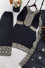 Elegant Black Pure Fendy Silk Heavy Embroidered Straight Salwar Suit Dupatta