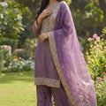 Elegant Purple Pure Fendy Silk Heavy Embroidered Straight Salwar Suit Dupatta