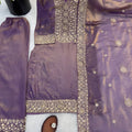 Elegant Purple Pure Fendy Silk Heavy Embroidered Straight Salwar Suit Dupatta