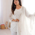 Elegant Off White Heavy Embroidered Straight Palazzo Suit Dupatta for Wedding