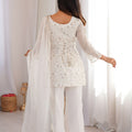 Elegant Off White Heavy Embroidered Straight Palazzo Suit Dupatta for Wedding