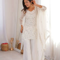 Elegant Off White Heavy Embroidered Straight Palazzo Suit Dupatta for Wedding