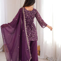 Stylish Purple Heavy Embroidered Straight Palazzo Suit Dupatta for Wedding