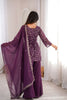Stylish Purple Heavy Embroidered Straight Palazzo Suit Dupatta for Wedding