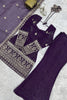 Royal Purple Heavy Embroidered Straight Palazzo Suit Dupatta