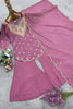 Elegant Rose Pink Heavy Simar Silk Heavy Embroidered Straight Palazzo Suit Dupatta