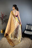 Beige Kanchipuram Silk Saree Rich Zari Weaving Maroon Border
