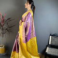 Elegant Purple Kanchipuram Silk Saree with Rich Golden Zari Border Grand Pallu