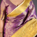 Elegant Purple Kanchipuram Silk Saree with Rich Golden Zari Border Grand Pallu