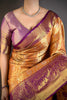 Royal Orange Kanchipuram Silk Saree with Rich Purple Zari Border Woven Pallu