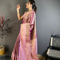 Elegant Purple Kanchipuram Silk Saree with Pink Designer Pallu