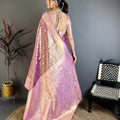 Elegant Purple Kanchipuram Silk Saree with Pink Designer Pallu