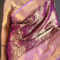 Elegant Purple Kanchipuram Silk Saree with Pink Designer Pallu