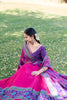 Stunning Rani Pink Tasar Silk Printed Lehenga Choli Blouse Dupatta for Navratri
