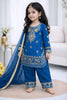 Royal Blue GMY Silk Embroidered Girls Palazzo Suit with Designer Dupatta