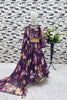 Stylish Purple Faux Georgette Floral Printed Designer Gown for Girls with Dupatta