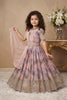 Wonderful Lavender Faux Georgette Digital Printed Designer Gown for Girls with Dupatta