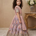 Wonderful Lavender Faux Georgette Digital Printed Designer Gown for Girls with Dupatta