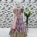 Wonderful Lavender Faux Georgette Digital Printed Designer Gown for Girls with Dupatta