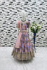 Wonderful Lavender Faux Georgette Digital Printed Designer Gown for Girls with Dupatta