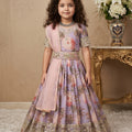 Wonderful Lavender Faux Georgette Digital Printed Designer Gown for Girls with Dupatta