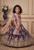 Stunning Navy Blue Faux Georgette Digital Printed Designer Gown for Girls with Dupatta