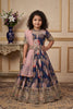 Stunning Navy Blue Faux Georgette Digital Printed Designer Gown for Girls with Dupatta