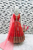 Delicate Red Faux Georgette Digital Printed Designer Gown for Girls with Dupatta