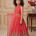 Charming Rani Pink Faux Georgette Digital Printed Designer Gown for Girls with Dupatta
