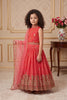 Charming Rani Pink Faux Georgette Digital Printed Designer Gown for Girls with Dupatta