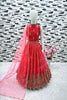 Charming Rani Pink Faux Georgette Digital Printed Designer Gown for Girls with Dupatta