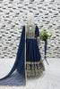 Perfect Navy Blue Faux Georgette Embroidered Designer Gown for Girls with Dupatta