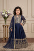 Perfect Navy Blue Faux Georgette Embroidered Designer Gown for Girls with Dupatta