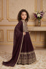 Gorgeous Wine Faux Georgette Embroidered Designer Gown for Girls with Dupatta