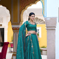 Elegant Teal Green Silk Embroidered Lehenga Choli with Designer Dupatta for Wedding