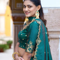 Elegant Teal Green Silk Embroidered Lehenga Choli with Designer Dupatta for Wedding
