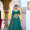 Elegant Teal Green Silk Embroidered Lehenga Choli with Designer Dupatta for Wedding