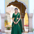 Beautiful Rama Green Silk Embroidered Lehenga Choli with Designer Dupatta for Wedding