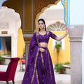 Stylish Purple Silk Embroidered Lehenga Choli with Designer Dupatta for Wedding