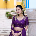 Stylish Purple Silk Embroidered Lehenga Choli with Designer Dupatta for Wedding