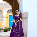 Stylish Purple Silk Embroidered Lehenga Choli with Designer Dupatta for Wedding