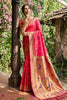 Premium Rani Pink Silk Saree Gold Zari Border, Peacock Motif Designer Pallu